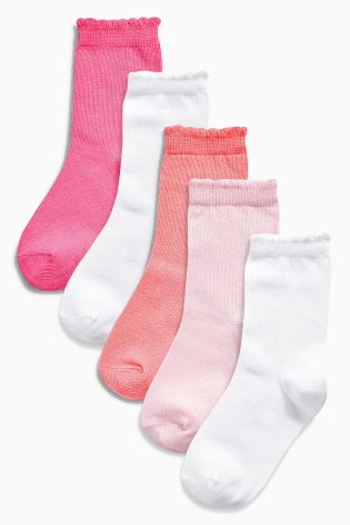 Pink Plain Socks Five Pack (Older Girls)